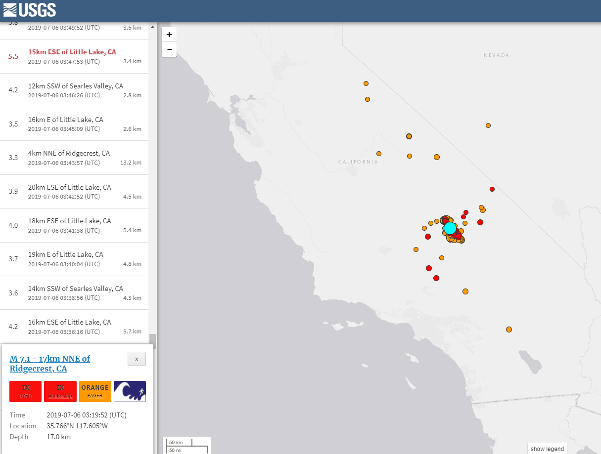 terremoto california 6 luglio 7.1 richter